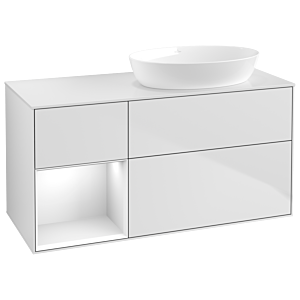 Villeroy and Boch Finion Villeroy and Boch Finion GA41GFMT 120cm, cover plate white matt, Emotion, shelves Glossy white lacquer, white matt lacquer