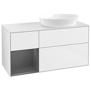 Villeroy and Boch Finion Villeroy and Boch Finion GA41GKGF 120cm, cover plate white matt, Emotion, shelves anthracite matt lacquer, glossy white lacquer