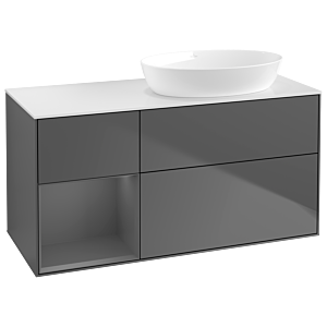 Villeroy et Boch Finion Villeroy et Boch GA41GKGK 120cm, plaque de recouvrement blanc mat, Emotion, étagères laqué anthracite mat, anthracite mat
