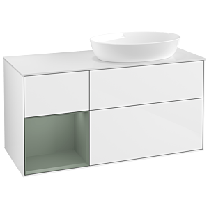 Villeroy and Boch Finion Villeroy and Boch Finion GA41GMGF 120cm, cover plate white matt, Emotion, shelves olive matt lacquer, glossy white lacquer