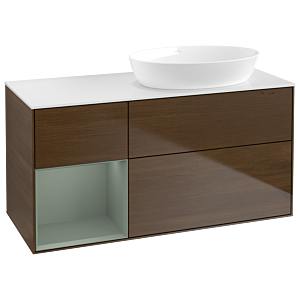 Villeroy and Boch Finion Villeroy and Boch Finion GA41GMGN 120cm, cover plate white matt, Emotion, shelves olive matt lacquer, walnut veneer