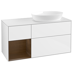 Villeroy and Boch Finion Villeroy and Boch Finion GA41GNGF 120cm, cover plate white matt, Emotion, shelves Walnut Veneer , glossy white lacquer