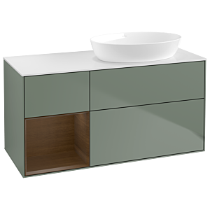 Villeroy and Boch Finion Villeroy and Boch Finion GA41GNGM 120cm, cover plate white matt, Emotion, shelves Walnut Veneer , Olive Matt Lacquer