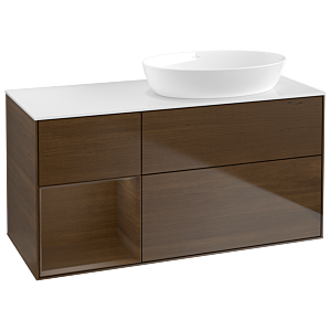 Villeroy und Boch Finion Waschtischunterschrank GA41GNGN 120cm, Abdeckplatte white matt, Emotion, Regale Walnut Veneer, Walnut veneer