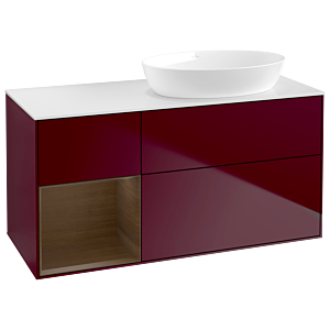 Villeroy et Boch Finion Villeroy et Boch GA41GNHB 120cm, plaque de recouvrement blanc mat, emotion, étagères Walnut Veneer , Peony Matt