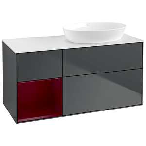 Villeroy und Boch Finion Waschtischunterschrank GA41HBHG 120cm, Abdeckplatte white matt, Emotion, Regale Peony matt lacquer, Midnight Blue Matt Lacquer