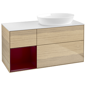 Villeroy und Boch Finion Waschtischunterschrank GA41HBPC 120cm, Abdeckplatte white matt, Emotion, Regale Peony matt lacquer, Oak Veneer