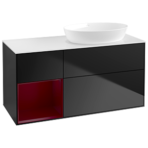 Villeroy und Boch Finion Waschtischunterschrank GA41HBPD 120cm, Abdeckplatte white matt, Emotion, Regale Peony matt lacquer, Black matt lacquer