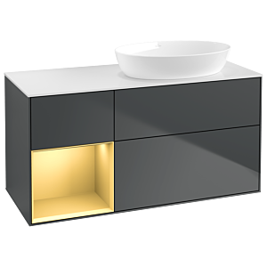 Villeroy and Boch Finion Villeroy and Boch Finion GA41HFHG 120cm, cover plate white matt, Emotion, shelves gold matt lacquer, midnight Blue Matt Lacquer