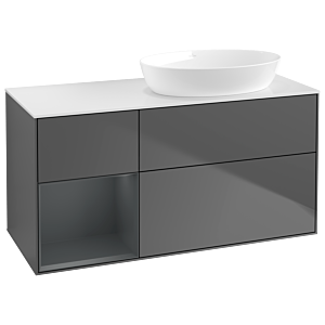 Villeroy and Boch Finion Villeroy and Boch Finion GA41HGGK 120cm, cover plate white matt, Emotion, shelves midnight matt lacquer, anthracite matt