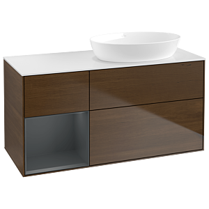 Villeroy and Boch Finion Villeroy and Boch Finion GA41HGGN 120cm, cover plate white matt, Emotion, shelves Midnight matt lacquer, walnut veneer