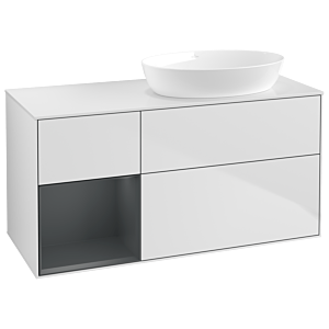 Villeroy und Boch Finion Waschtischunterschrank GA41HGMT 120cm, Abdeckplatte white matt, Emotion, Regale Midnight matt lacquer, White matt lacquer