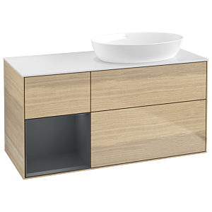 Villeroy and Boch Finion Villeroy and Boch Finion GA41HGPC 120cm, cover plate white matt, Emotion, shelves Midnight matt lacquer, Oak Veneer