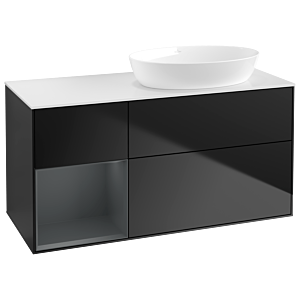 Villeroy und Boch Finion Waschtischunterschrank GA41HGPD 120cm, Abdeckplatte white matt, Emotion, Regale Midnight matt lacquer, Black matt lacquer