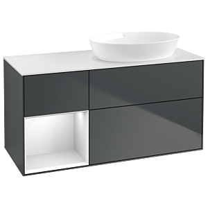 Villeroy and Boch Finion Villeroy and Boch Finion GA41MTHG 120cm, cover plate white matt, Emotion, shelves white matt lacquer, midnight Blue Matt Lacquer