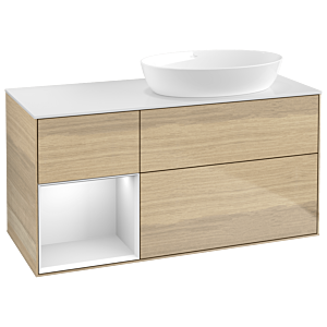 Villeroy and Boch Finion Villeroy and Boch Finion GA41MTPC 120cm, cover plate white matt, Emotion, shelves white matt lacquer, Oak Veneer