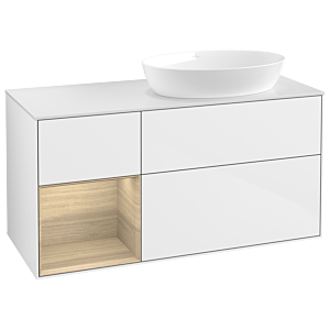 Villeroy and Boch Finion Villeroy and Boch Finion GA41PCGF 120cm, cover plate white matt, Emotion, shelves Oak Veneer , glossy white lacquer