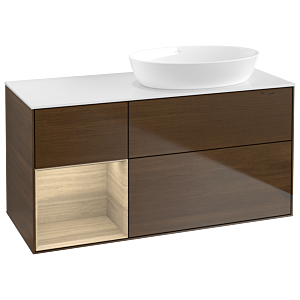 Villeroy et Boch Finion GA41PCGN 120cm, plaque de recouvrement blanc mat, emotion, étagères Oak Veneer , placage Oak Veneer
