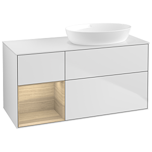 Villeroy und Boch Finion Waschtischunterschrank GA41PCMT 120cm, Abdeckplatte white matt, Emotion, Regale Oak Veneer, White matt lacquer