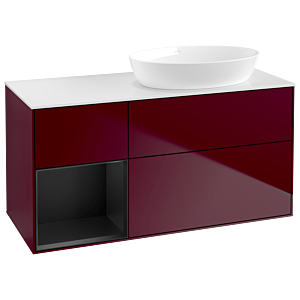 Villeroy und Boch Finion Waschtischunterschrank GA41PDHB 120cm, Abdeckplatte white matt, Emotion, Regale Black matt lacquer, Peony Matt