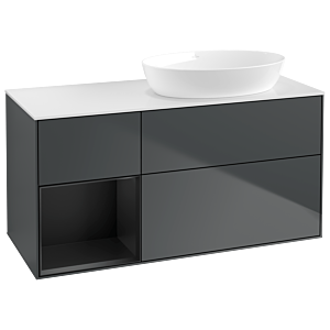 Villeroy und Boch Finion Waschtischunterschrank GA41PDHG 120cm, Abdeckplatte white matt, Emotion, Regale Black matt lacquer, Midnight Blue Matt Lacquer