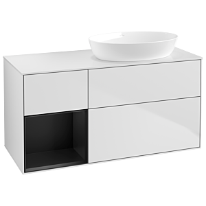 Villeroy und Boch Finion Waschtischunterschrank GA41PDMT 120cm, Abdeckplatte white matt, Emotion, Regale Black matt lacquer, White matt lacquer