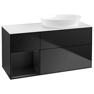 Villeroy und Boch Finion Waschtischunterschrank GA41PDPD 120cm, Abdeckplatte white matt, Emotion, Regale Black matt lacquer, Black matt lacquer