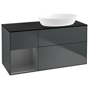 Villeroy and Boch Finion Villeroy and Boch Finion GA42GKHG 120cm, cover plate black matt, Emotion, shelves anthracite matt lacquer, midnight Blue Matt Lacquer