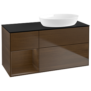Villeroy und Boch Finion Waschtischunterschrank GA42GNGN 120cm, Abdeckplatte black matt, Emotion, Regale Walnut Veneer, Walnut veneer