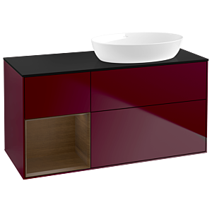 Villeroy and Boch Finion Villeroy and Boch Finion GA42GNHB 120cm, cover plate black matt, Emotion, shelves Walnut Veneer , Peony Matt