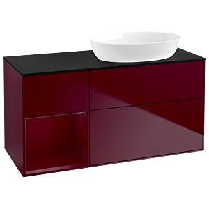 Villeroy und Boch Finion Waschtischunterschrank GA42HBHB 120cm, Abdeckplatte black matt, Emotion, Regale Peony matt lacquer, Peony Matt