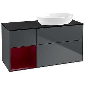 Villeroy and Boch Finion Villeroy and Boch Finion GA42HBHG 120cm, cover plate black matt, Emotion, shelves Peony matt lacquer, midnight Blue Matt Lacquer