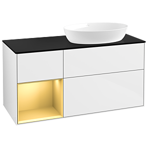 Villeroy and Boch Finion Villeroy and Boch Finion GA42HFGF 120cm, cover plate black matt, Emotion, shelves gold matt lacquer, glossy white lacquer