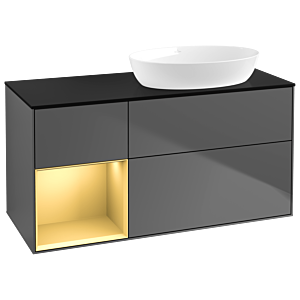 Villeroy and Boch Finion Villeroy and Boch Finion GA42HFGK 120cm, cover plate black matt, Emotion, shelves gold matt lacquer, anthracite matt