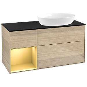 Villeroy and Boch Finion Villeroy and Boch Finion GA42HFPC 120cm, cover plate black matt, Emotion, shelves gold matt lacquer, Oak Veneer