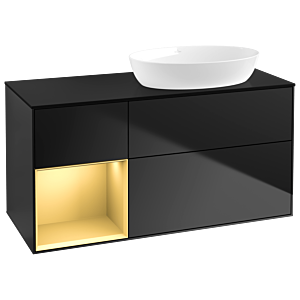 Villeroy and Boch Finion Villeroy and Boch Finion GA42HFPD 120cm, cover plate black matt, Emotion, shelves gold matt lacquer, black matt lacquer