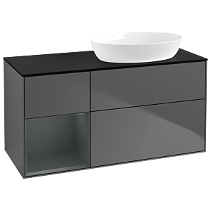 Villeroy and Boch Finion Villeroy and Boch Finion GA42HGGK 120cm, cover plate black matt, Emotion, shelves midnight matt lacquer, anthracite matt