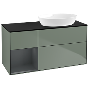 Villeroy and Boch Finion Villeroy and Boch Finion GA42HGGM 120cm, cover plate black matt, Emotion, shelves Midnight matt lacquer, Olive Matt Lacquer