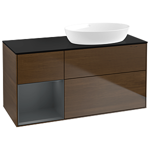 Villeroy and Boch Finion Villeroy and Boch Finion GA42HGGN 120cm, cover plate black matt, Emotion, shelves Midnight matt lacquer, walnut veneer