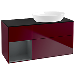 Villeroy and Boch Finion Villeroy and Boch Finion GA42HGHB 120cm, cover plate black matt, Emotion, shelves Midnight matt lacquer, Peony Matt