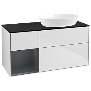 Villeroy and Boch Finion Villeroy and Boch Finion GA42HGMT 120cm, cover plate black matt, Emotion, shelves midnight matt lacquer, white matt lacquer