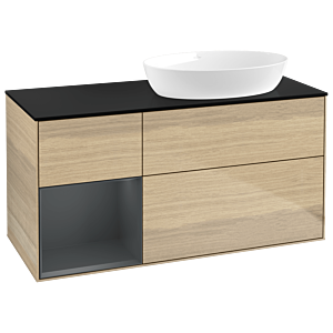 Villeroy and Boch Finion Villeroy and Boch Finion GA42HGPC 120cm, cover plate black matt, Emotion, shelves Midnight matt lacquer, Oak Veneer