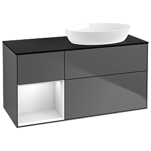 Villeroy and Boch Finion Villeroy and Boch Finion GA42MTGK 120cm, cover plate black matt, Emotion, shelves white matt lacquer, anthracite matt