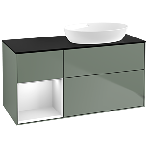 Villeroy and Boch Finion Villeroy and Boch Finion GA42MTGM 120cm, cover plate black matt, Emotion, shelves white matt lacquer, Olive Matt Lacquer