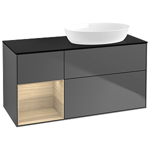 Villeroy and Boch Finion Villeroy and Boch Finion GA42PCGK 120cm, cover plate black matt, Emotion, shelves Oak Veneer , anthracite matt