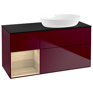 Villeroy et Boch Finion Villeroy et Boch GA42PCHB 120cm, plaque de recouvrement noir mat, Emotion, étagères Oak Veneer , Peony Matt