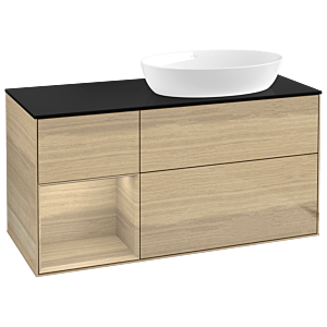 Villeroy et Boch Finion Villeroy et Boch GA42PCPC 120cm, plaque de recouvrement noir mat, emotion, étagères Oak Veneer , Oak Veneer