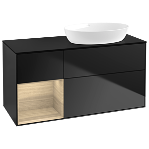 Villeroy and Boch Finion Villeroy and Boch Finion GA42PCPD 120cm, cover plate black matt, Emotion, shelves Oak Veneer , black matt lacquer