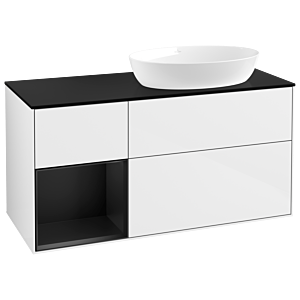 Villeroy and Boch Finion Villeroy and Boch Finion GA42PDGF 120cm, cover plate black matt, Emotion, shelves black matt lacquer, glossy white lacquer