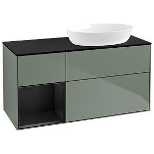 Villeroy and Boch Finion Villeroy and Boch Finion GA42PDGM 120cm, cover plate black matt, Emotion, shelves black matt lacquer, Olive Matt Lacquer